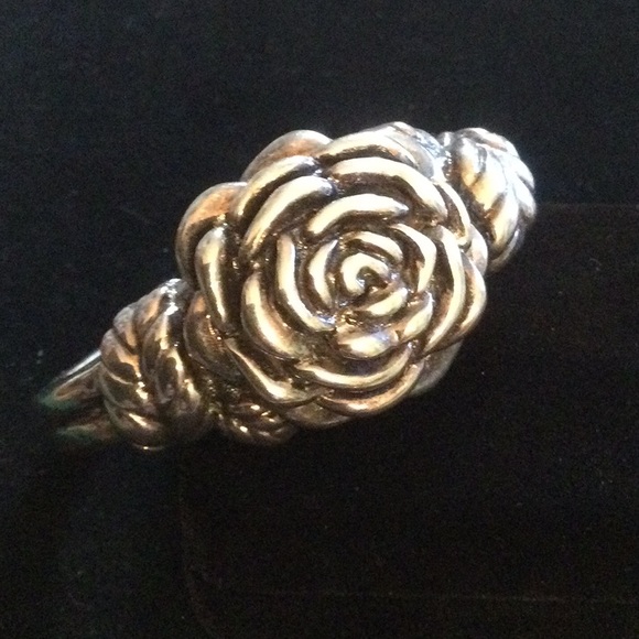 Big Vintage Sterling Silver Rose Bracelet - Picture 3 of 11